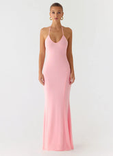 Jolin Halter Maxi Dress - Baby Pink